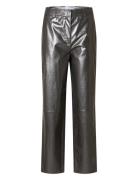 Slfcora Mw Leather Pant Silver Selected