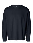 Slhlooseoscar Ls O-Neck Tee Noos Navy Selected