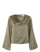 Slfselene Ls Draped Neckline Top B Green Selected