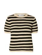 Slfdora Ss Knit O-Neck Beige Selected