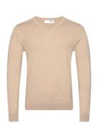 Slhberg Ls Knit V-Neck Noos Beige Selected