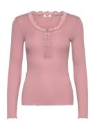 Rmwbalta Modal Ls Placket T-Shirt Pink RM By Rosemunde