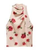 Floral Satin Blouse Beige Mango