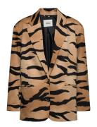 Single-Breasted Over D Tiger Printed Blazer Brown Monki