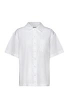 Over D Short-Sleeved Cotton Poplin Shirt White Monki