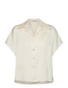 Short-Sleeved Satin Shirt White Mango