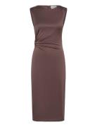 Marquis Ruched Cut Out Jersey Midi Dress Brown Malina