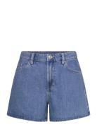 High-Waisted Straight-Fit Denim Shorts Blue Mango