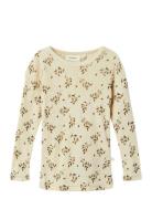 Nmfnimo Ls Slim Wo/Mo Top Aop Lil Beige Lil'Atelier