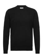 Purl Knit O-Neck Jumper Black Lindbergh