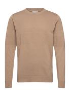 Purl Knit O-Neck Jumper Beige Lindbergh