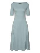 Stretch Cotton Midi Dress Blue Lauren Ralph Lauren