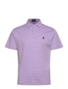 Custom Slim Fit Striped Soft Cotton Polo Purple Polo Ralph Lauren