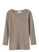 Nmmwang Wool Needle Ls Top Solid Noos Brown Name It
