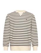 Striped Waffle Sweat C-Neck Cream GANT