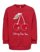Kmgcherry L/S Ovz Ck Printed Ub Swt Red Kids Only