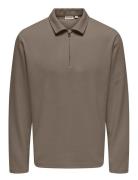 Onsnewkodyl Reg Half Zip Polo Sweat Vd Beige ONLY & SONS