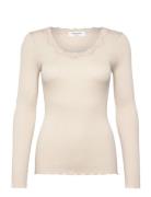 Silk T-Shirt W/ Lace Cream Rosemunde