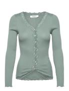 Rwbabette Ls V-Neck Regular Lace Ca Green Rosemunde