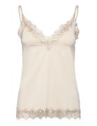 Rwbillie Sl Lace Strap Top Beige Rosemunde
