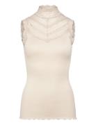 Rwbenita Silk Sl Turtleneck Lace To Beige Rosemunde