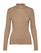 Rmwjohanne Wool Blend Ls T-Neck T-S Beige RM By Rosemunde