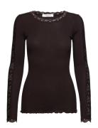 Organic T-Shirt W/ Lace1 Brown Rosemunde