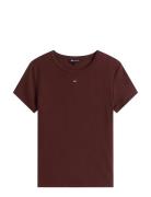 Tjw Slim Essential Rib Ss Brown Tommy Jeans