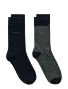 Dot And Solid Socks 2-Pack Grey GANT