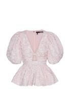 Jacquard Puff Sleeve Top Pink ROTATE Birger Christensen