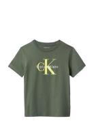 Ck Monogram Ss T-Shirt Green Calvin Klein