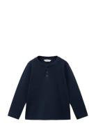 Long Sleeve Cotton T-Shirt Navy Mango