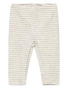 Stripped Cotton Leggings Cream Mango