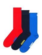 3-Pack Solid Socks Patterned Happy Socks