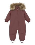Baby Snowsuit W. Fake Fur Red En Fant