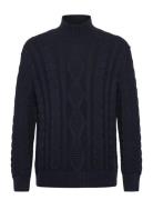 Slhuffe Ls Knit Relaxed Cable High Neck Navy Selected