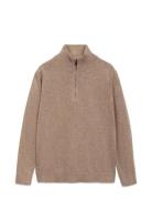 Zip Neck Jumper Beige Mango