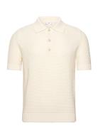 Openwork Cotton Knitte Polo Shirt Cream Mango