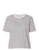 Slfessential Ss Striped Boxy Tee Noos White Selected