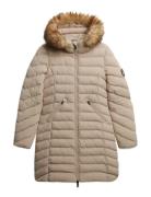 Fuji Faux Fur Hood Mid Length Beige Superdry