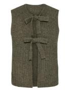 Pcsilly Sl Rev Tie Vest Knit Noos Bc Brown Pieces