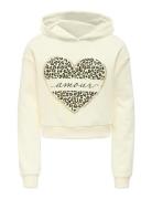 Kogcooper Life Heart Ls Hoodie Swt Noos Cream Kids Only