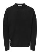 Onspage Rlx Ls Crew Knit Xt Black ONLY & SONS