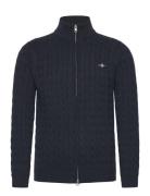 Cotton Cable Zipped Cardigan Navy GANT