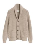 Wool Blend Shawl Collar Cardigan Beige GANT
