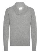 Lambswool L/S Shawl Collar Knit Grey Lindbergh