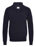 Lambswool L/S Shawl Collar Knit Navy Lindbergh