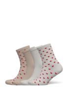 Sock 4 P A O Hearts Beige Lindex