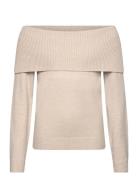 Sweater Knitted Fold Down Beige Lindex