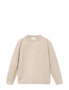 Knitted Sweater With Ribbed Details Beige Mango